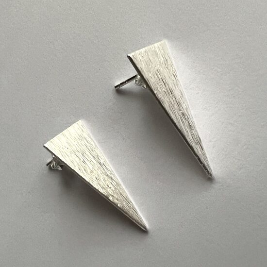 Frosted Silver Earrings Triangulo 